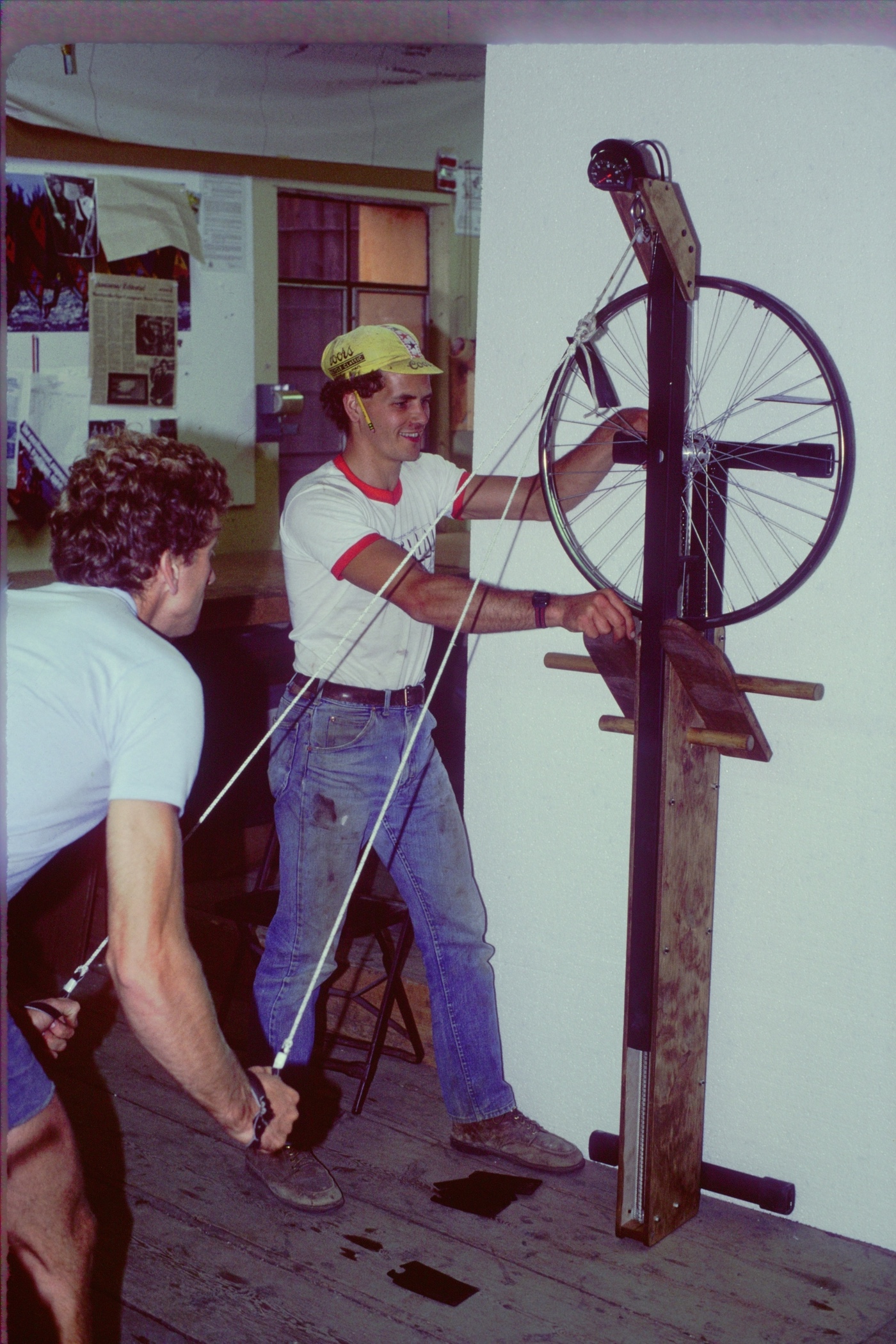 Testing out an early SkiErg prototype